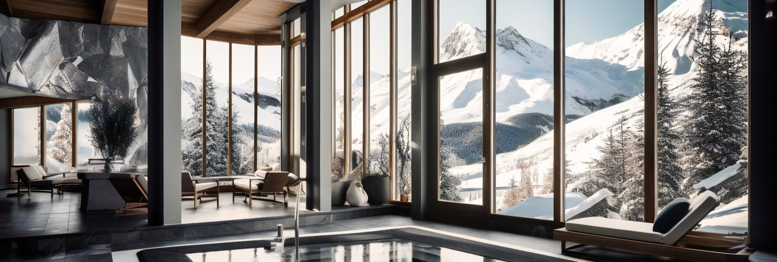 ultimate relaxation and opulence with a summer luxury experience by a crystal-clear ice mountain poolside